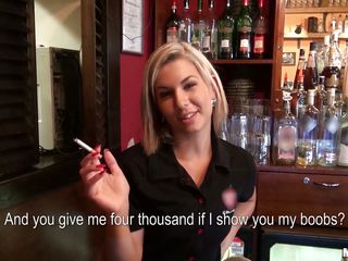 perfect ass waitress gets a nice tip for being a slut