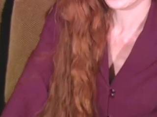 Mouth-watering horny bitch with red hair is showing off her sweet pussy
